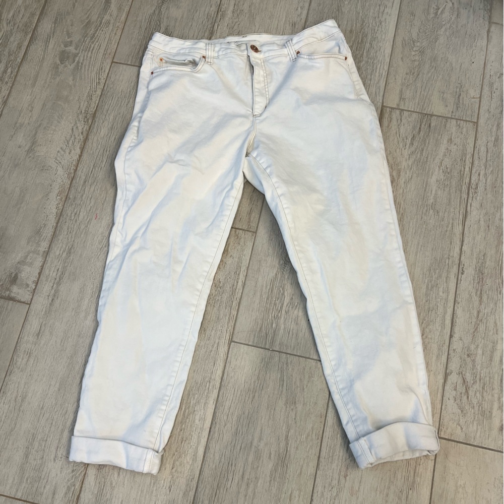 Inc. White Denim Cuffed Jeans